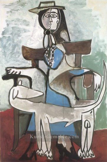 Jacqueline et le chien afghan 1959 Kubismus Pablo Picasso Ölgemälde